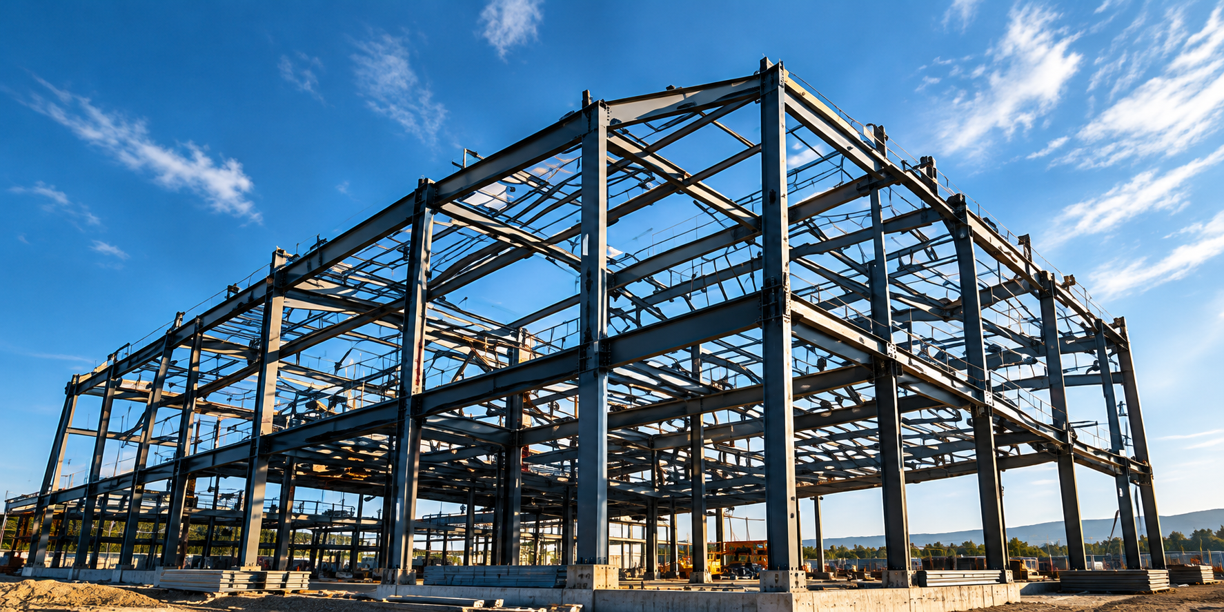 Estructura de acero en una obra de construcción