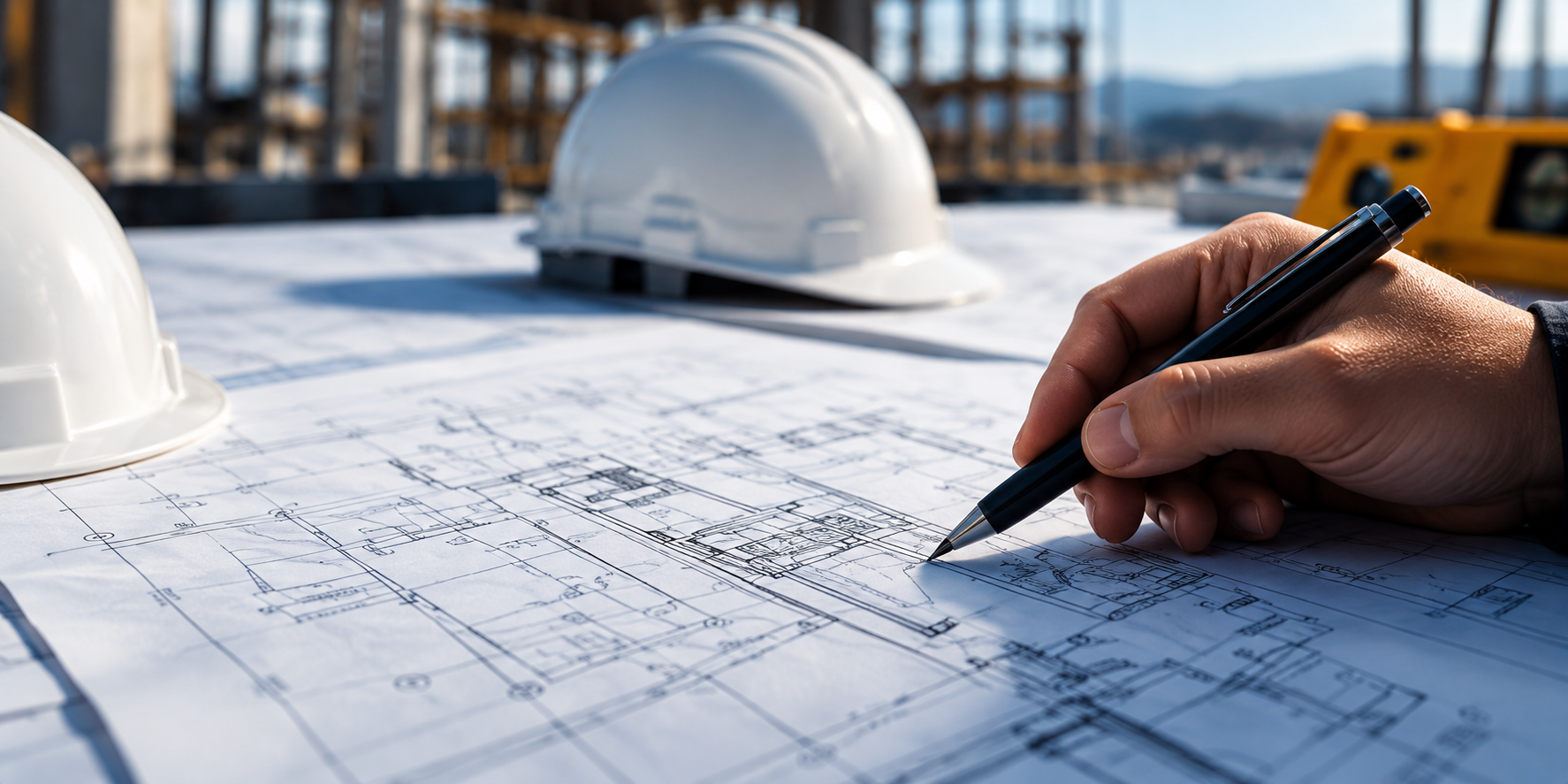 Revisión de planos arquitectónicos en obra